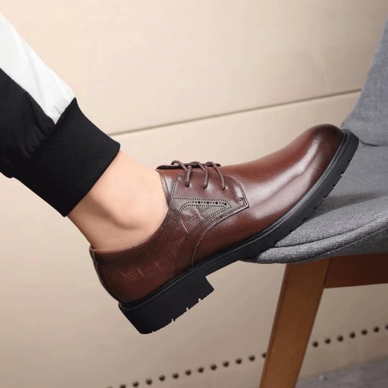 Men's Genuine Leather Lace Up Oxfords Comfort Wide Round Toe Non-Slip Dress Shoes Formal Leather Shoes for Weddings Business Office Prom3