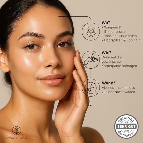 Rizinusöl Kaltgepresst Bio -100 ml - 100% kaltgepresst & ohne Hexan, hoher Ricinolsäuregehalt, Haaröl & Gesichtsöl für Bart, Wimpern, Brauen, Nägel & Haut – Castor Oil Organic Wimpernpflegekit