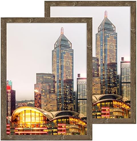 CKCY 24x36 Poster Frame, Rustic Picture Frames 24 x 36, Large Photo/Puzzle Frame 24 by 36, Vintage Gallery Frames Set 24x36 inch, Wall Hanging Ready, 2 Pack