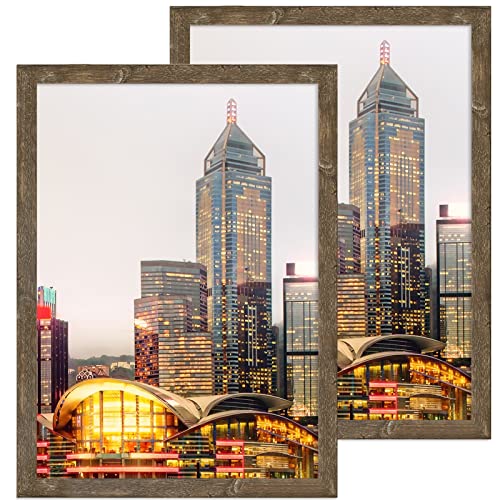 Ckcy 24X36 Poster Frame, Rustic Picture Frames 24 X 36, Large Photo/Puzzle Frame 24 By 36, Vintage Gallery Frames Set 24X36 Inch, Wall Hanging Ready, 2 Pack #TOP7