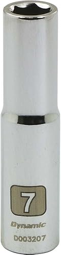 Miniatura 2 de Dynamic Tools D003255 1/4" Drive 6 puntos de zócalo métrico con 0.217 in de profundidad de longitud, acabado cromado