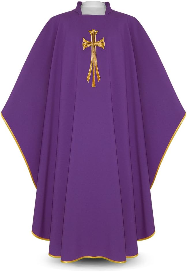 Vestment/Chasuble Violet is Made from Natural Diakos with an Embroidered Cross