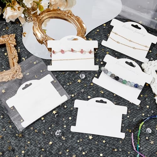 SUPERFINDINGS 200 Sets Jewelry Display Cards 7x9.6cm White Bracelet Packaging Blank Paper Cards Bracelet Business Supplies Hair Bands Earrings Packaging Display Card Packaging for Bracelets Hair Ties - Image 4