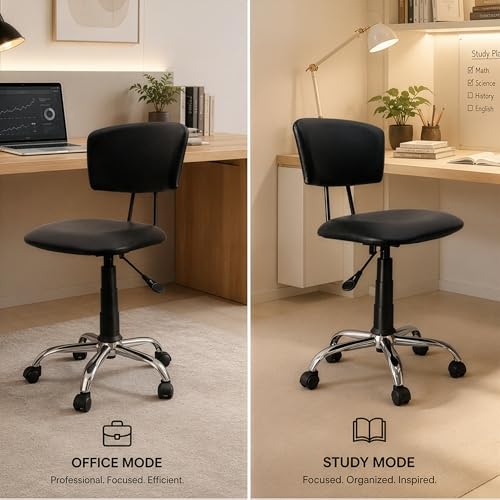 Image of DIYA Seating Vibe Square Rolling Stool (1 Year Warranty) - Black | Comfortable Backrest Height Adjustable & Revolving Swivel Stool Chair for Study Office and Regular Work- (44 inchx47 inchx85 inch)