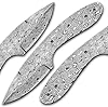 AMJ Crafts Damascus Steel RainDrop Hunting knife Blank, Tactical, Survival, Camping, Outdoor, DIY, Knife Making kit, Skinner knife Blank Blade #1