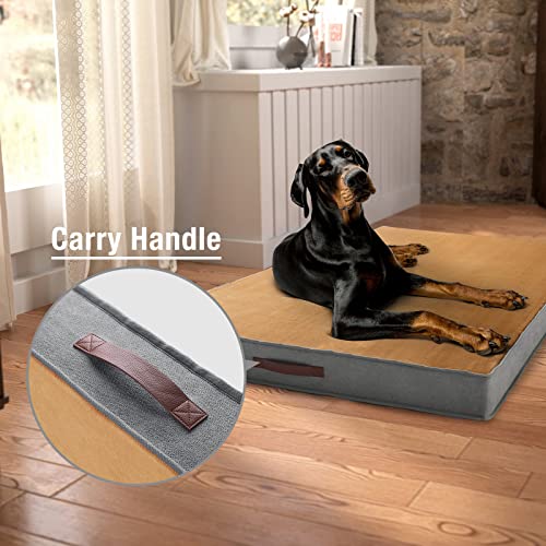 Veehoo Orthopedic Dog Bed For Large Medium Small Dogs, Cooling Gel Mattress Dog Bed With Washable Removable Cover, Soft Velvet Pet Bed, Double Sided Available, X-Large, Gray+Brown Yellow #TOP6