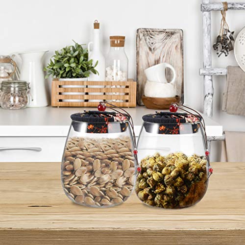 Cabilock Tarros de Vidrio para Almacenar Tapas Recipientes Herméticos para Alimentos Tarro de Almacenamiento para Cocina Tarro Sellado Tapa de 600 Ml Tarro para Cereales - Imagen 3