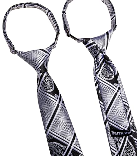Image of Barry.Wang Boys Ties School Pre-Tied Kids Necktie Handkerchief Clip Set Uniforms Child Ties for 8-14 Years Wedding Party