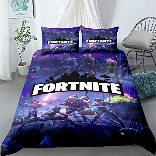 Enfunt-Home Shooting Game Duvet Cover Set Soft Lightweight Microfiber 3 Piece Bedding Set with 2 Pillowcase Kids Quilt Cover Closure Double 200 x 200 cm