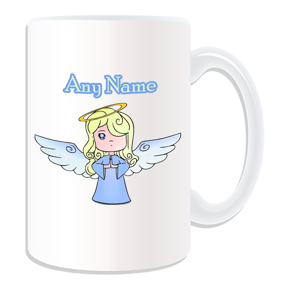 UNIGIFT Personalised Gift - Large Angel Mug (Fairy Tale Design Theme, White) - Any Name/Message on Your Unique