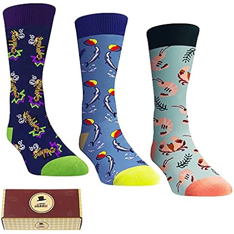 LIERKISS Warm Soft Cotton Casual Socks for Men Women, Novelty Colorful Funny Special Designed Hippocampus, Dolphins, Crabs and Shrimp Patterns Bright Socks - Multi - Medium Cover