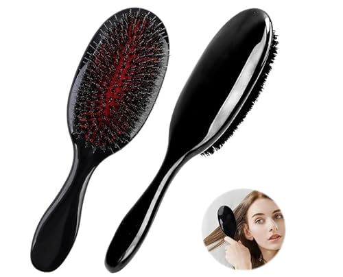 JOZMMZEOOA Soft Boar Bristle Hair Brush for Women Paddle Hair Extension Brush Scalp Massage Hairbrush Dual Bristles Anti-Static for Blow Dry Detangling & Straightening