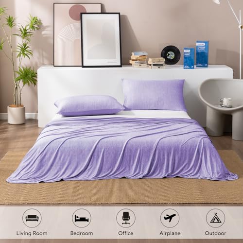 Image of HOMFINE Cooling Blanket for Hot Sleepers Throw, Purple 50 inchx70 inch | Dual-sided mica nylon cool, Q-Max 0.439 instant cool, Lightweight & breathable for night sweats & menopause, Machine washable