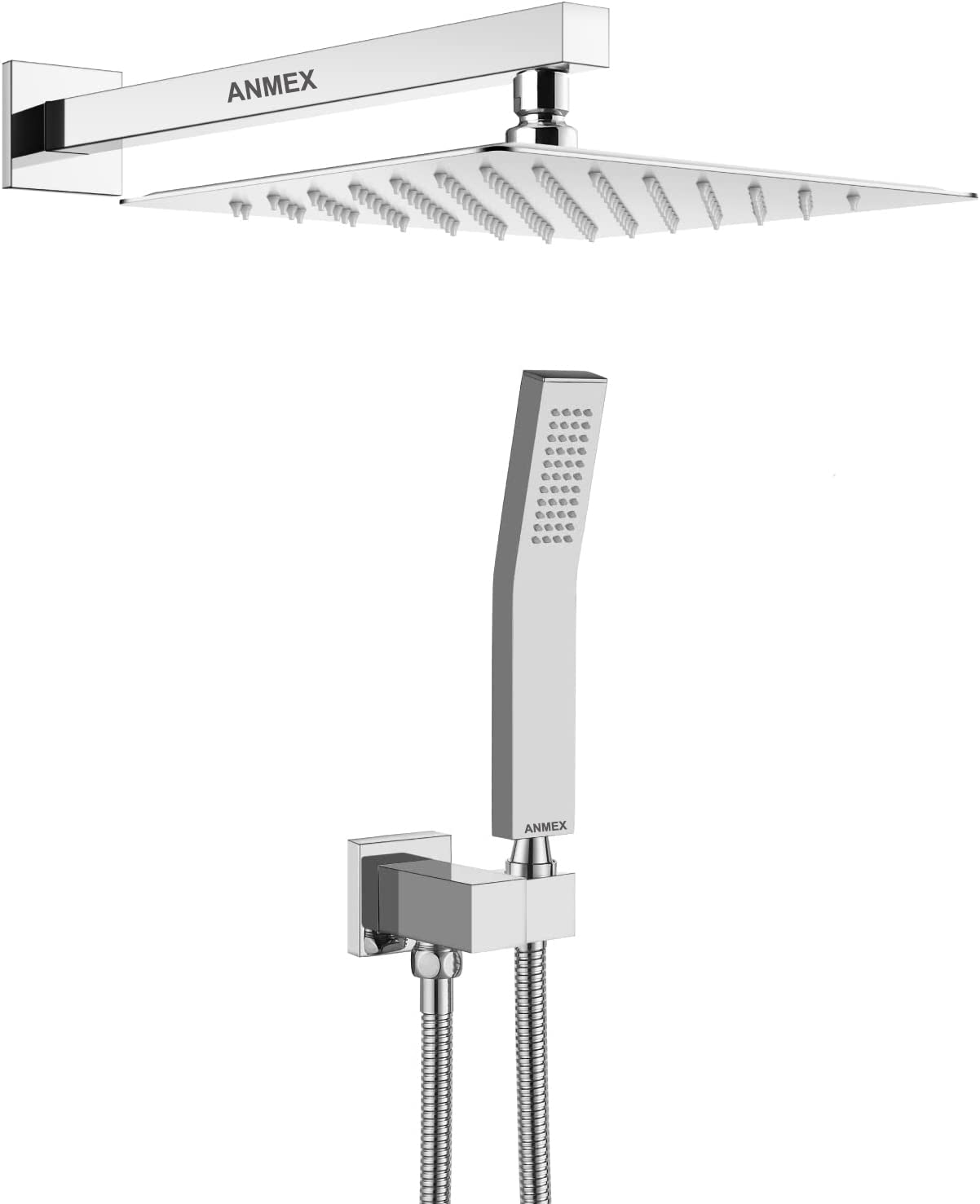 ANMEX 8x8 (8") UltraSlim High Pressure Shower Head Made of 304 Stainless Steel Rain Shower Head with Shower Arm Plus Arc Hand Rain Shower with 1.5mtr SS Tube and Wall Hook (Silver) (24 Inches Arm) (B0BZZFJ3RG) Amazon Price History, Amazon Price Tracker
