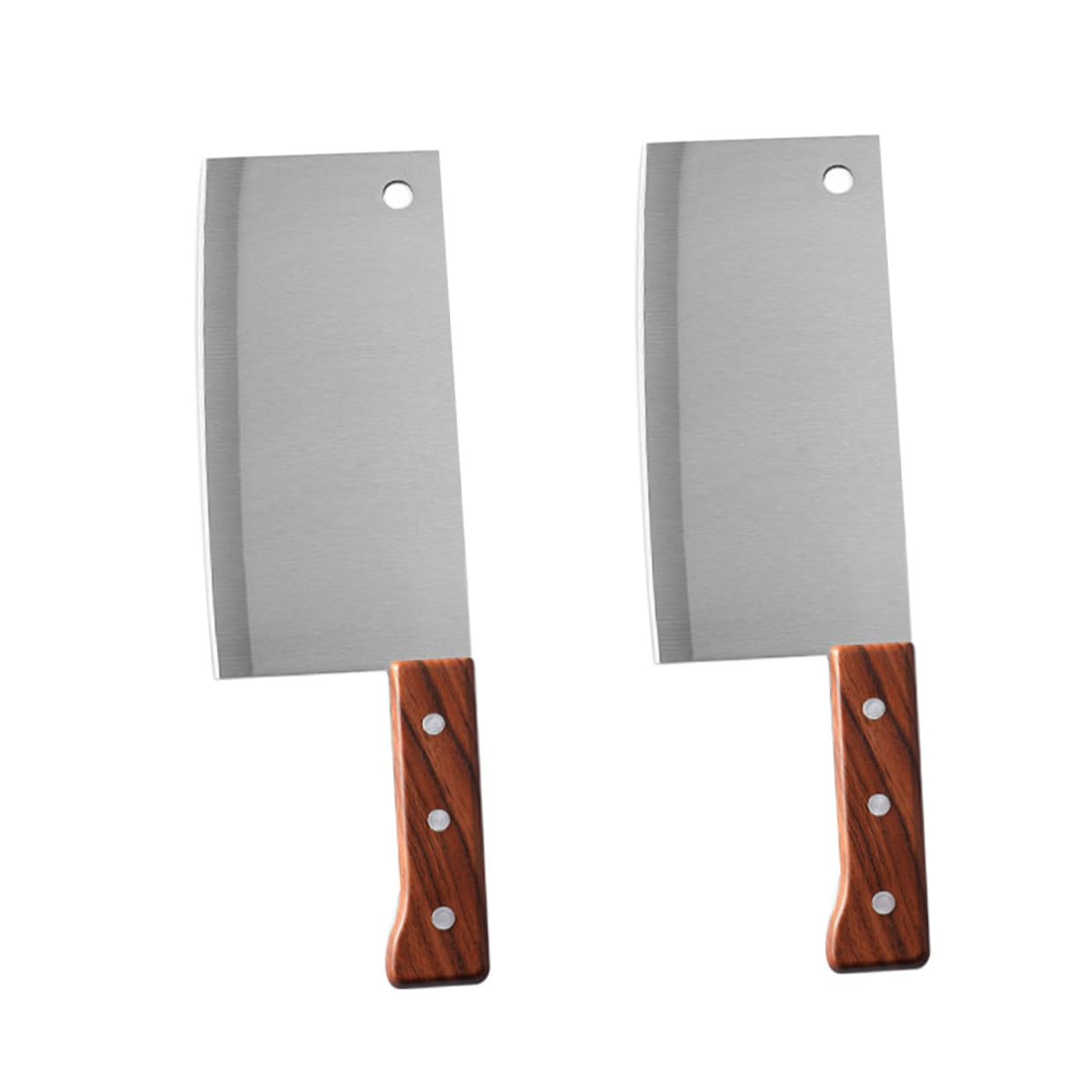 MOLUCKFU 2-pc Stainless Steel Kitchen Knife Set Chopper Wooden Handle Vegetable Meat Chopper Professional Butcher Cutter for Home Restaurant