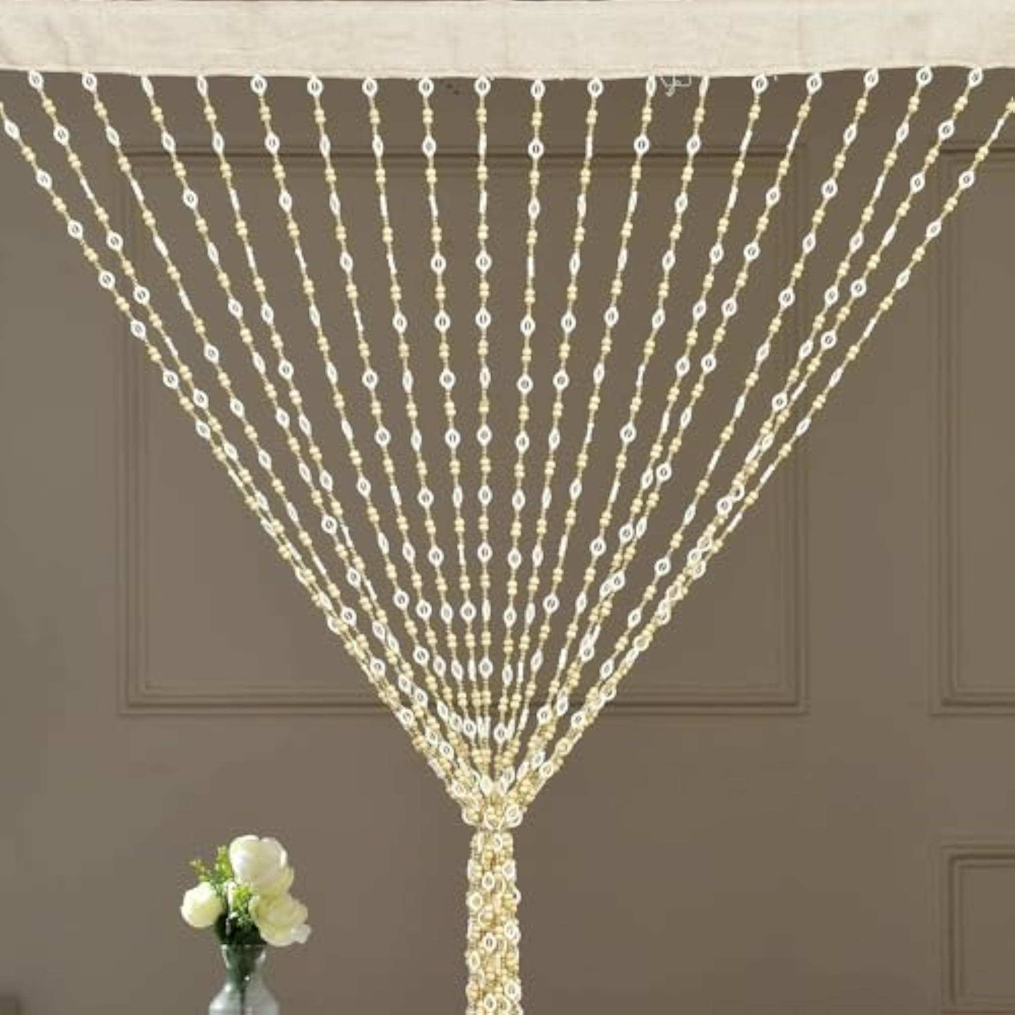 Wooden Beaded Door Curtain, Eyeball Beads String Panel, Home Decor