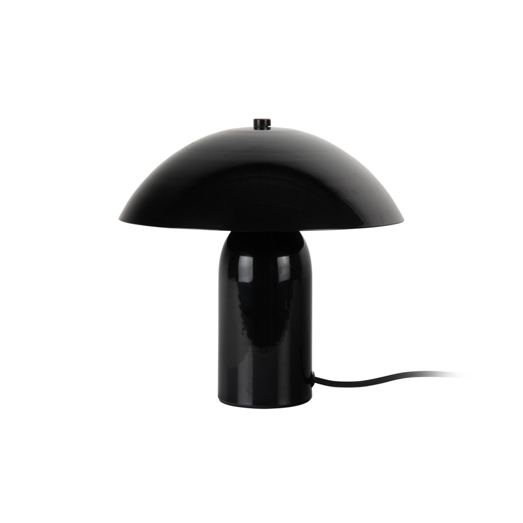 Leitmotiv Black Asuto Table Lamp – – Modern Mushroom-Style Iron Lamp – 24 X 23.5 Cm – E27 Fitting – 180 Cm Cable – Contemporary Bedroom & Living Room Lighting