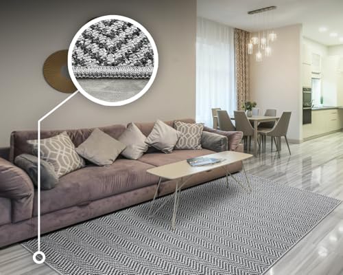 Tadi & Imperio1979 Tapis à Chevrons Gris - Tapis Rustique - Effet Laine - Tapis de Salle à Manger - Tapis de Salon - Tapis d'entrée