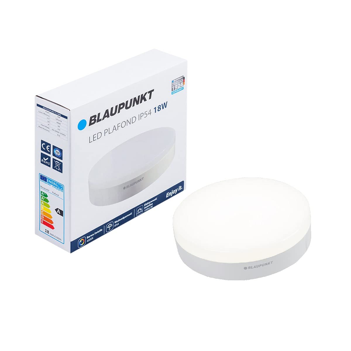 BLAUPUNKT LED Plafond, Surface Mounted, Ceiling Lighting, Natural White 4000K, 18W, Downlight, Modern Design