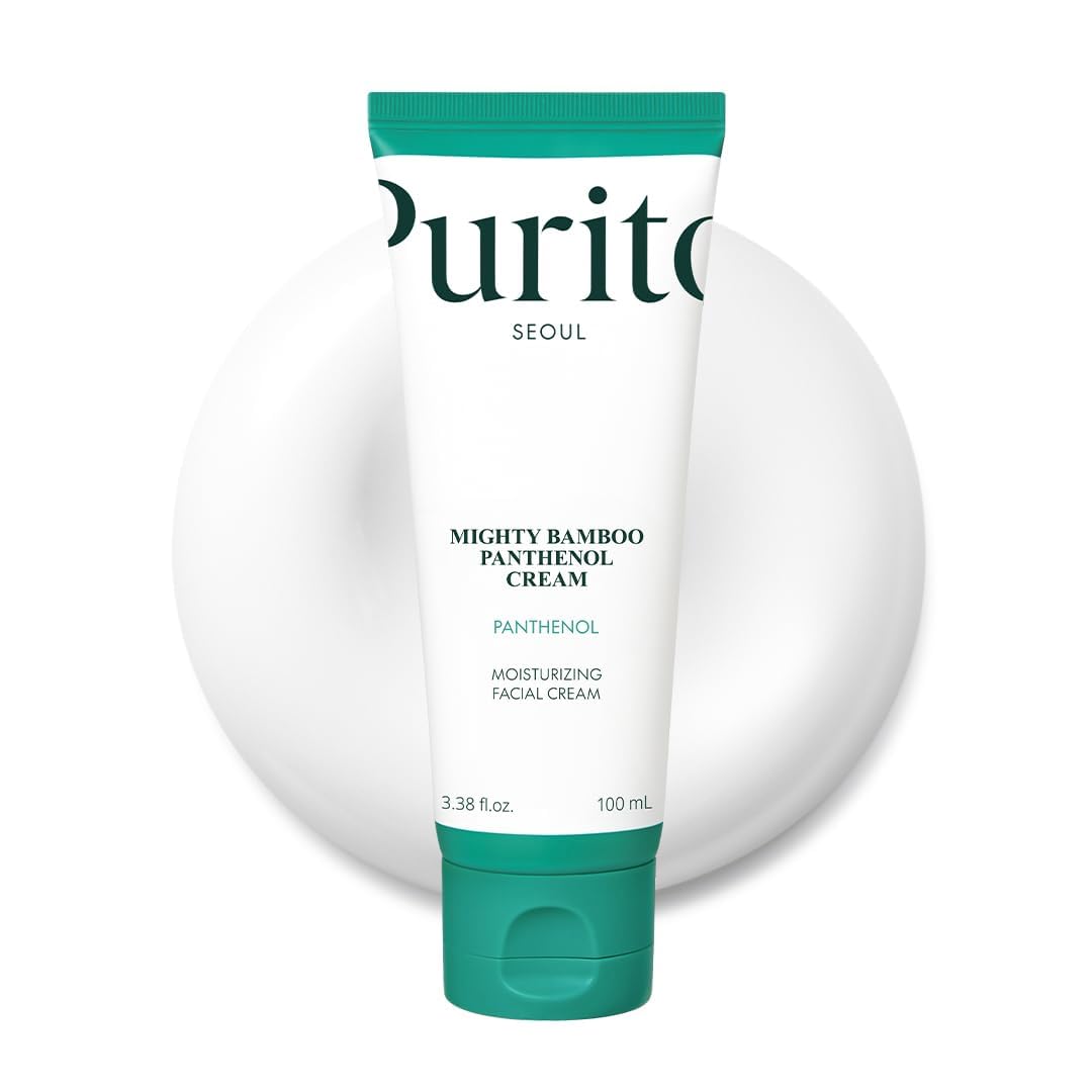 PURITO Mighty Bamboo Panthenol Cream, Post-Acne Moisturizer, Recovery & Glow Boost, Silicone-Free, Non-Comedogenic, Vegan, Korean Skincare 3.38 fl oz / 100ml