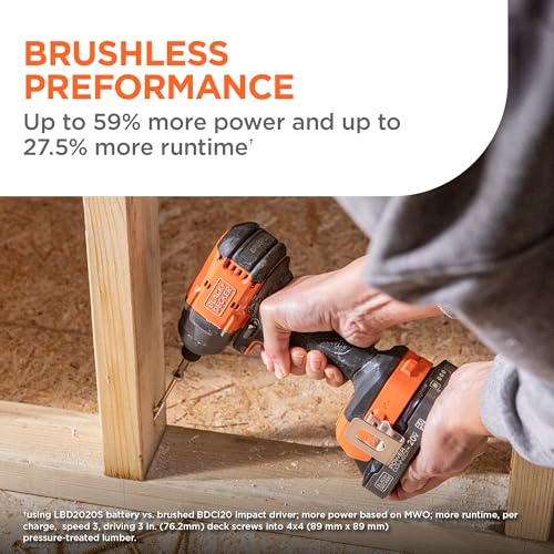 Image of BLACK+DECKER 20V MAX POWERCONNECT Brushless Cordless -in Hex Impact Driver Set with 2Ah Battery and Charger, 7 Pc Impact Driver Bit Set, 2000 In-Lbs Torque, 3200 RPM, LED Light, Ergonomic (BLIM78D1)