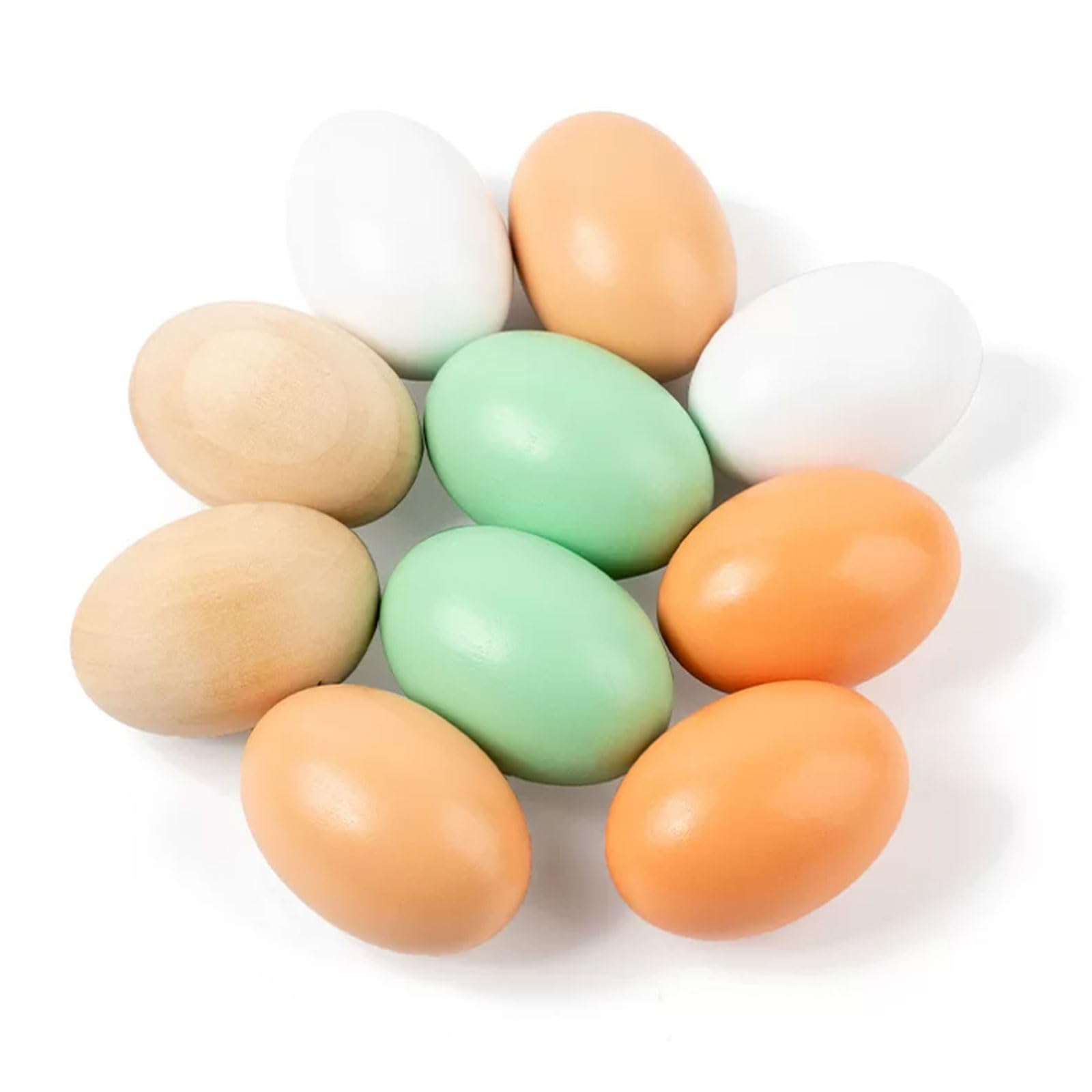 ttnmrc Montessori Natural Unpainted Wooden Fake Chicken Duck Eggs