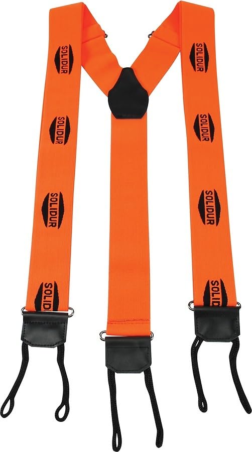 Bretelles orange robustes à double fixation boutons et pinces
