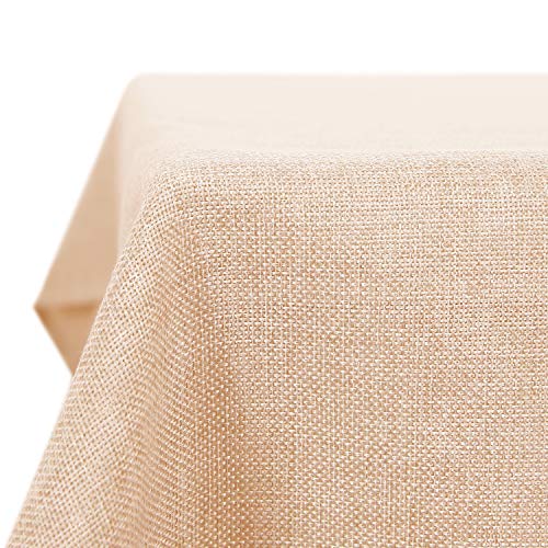 Deconovo Leinenoptik Tischdecke Wasserabweisend Tischwäsche Lotuseffekt 150x240 cm Zart Rosa