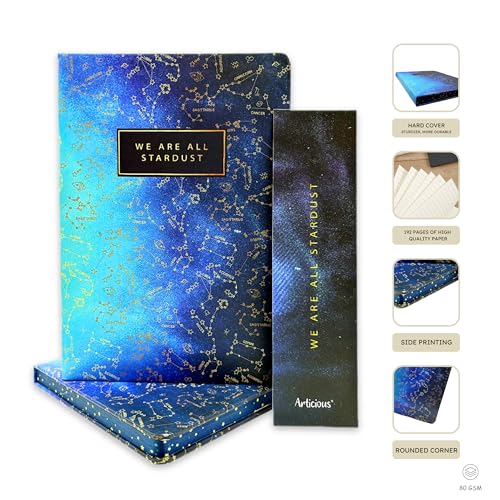 Image of Notebook Set, Premium Hardcover Journal, Bookmark and Matching Box |192 Ruled Pages, 80 GSM | A5 Ruled Writing Notebook for Girls, School & Office | Zodiac
