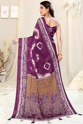 Image of MIRCHI FASHION Saree for Woman Chiffon Shibori Printed | Lightweight Regular Use and Professional Office Sari with Blouse Piece