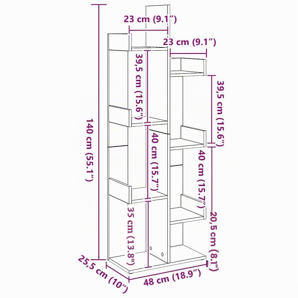 vidaXL Bibliothèque chêne Artisanal 48x25,5x140 cm Bois d'ingénierie