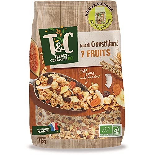 Terra e cereali – cereali croccanti 7 frutta biologica 1 kg – due articoli