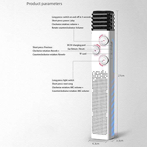 Microphone Xinjin Mikrofon Drahtloses Mikrofon Mit Blinkenden Lichtern Tragbarer Haltegriff Mikrofon Lautsprecher für… – Bild 6