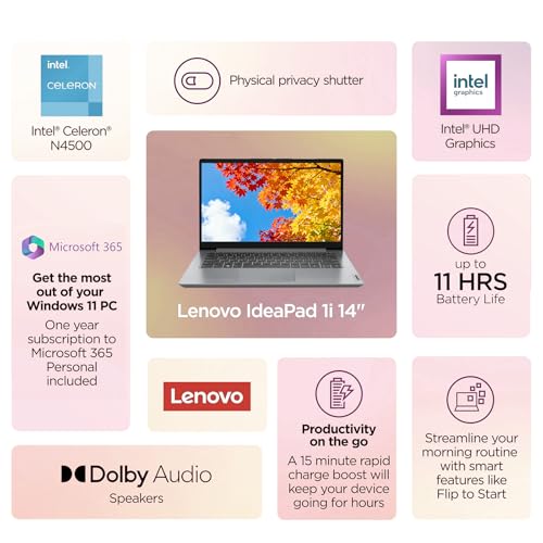 Lenovo IdeaPad 14 pulgadas Intel Celeron 8GB RAM 512GB SSD miniatura 3