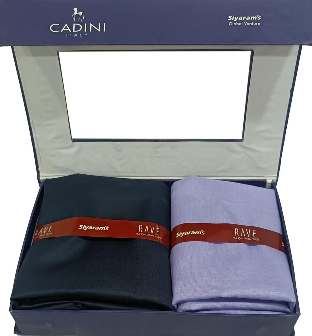 Cadini Men's Plain Shirt and Trouser Unstitched Fabric Set -Gift Pack (Multicolour_Free Size)-image-13