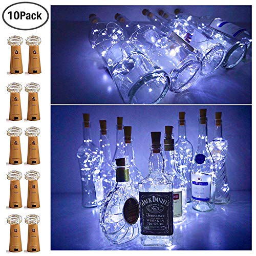 10 Pack 15 LED Wine Bottle Cork Lights, Fairy Mini String Lights Copper