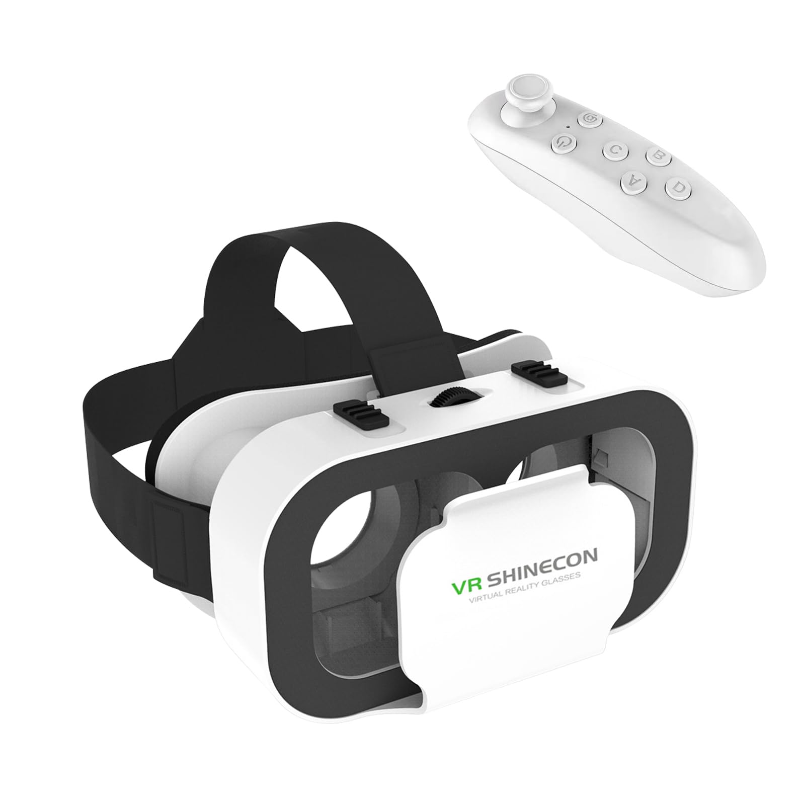 VR Headset for Cellphone, Virtual Reality 3D Glasses Headset, with Controller, with iPhone or Android Compatible 4.7-6.5 inch,for Movies & Mobile Games
