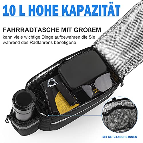 Finew Fahrrad Gepäckträgertasche 10L Isoliertasche Gepäckträgertasche Multifunktionale Hinter Gepäcktasche Wasserdicht Rücksitztasche mit Regenschutz Reflektierend, Schnell Abnehmbare (Patent)