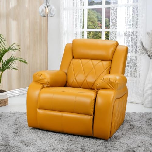 Image of Solis Royale 1 Seater Recliner Sofa Chair | Relaxyard Manual Rocking & Revolving Leatherette Fabric Recliner Lounge for Relaxing | Comfortable Cushioned | Living Room, Bedroom, Home, Office