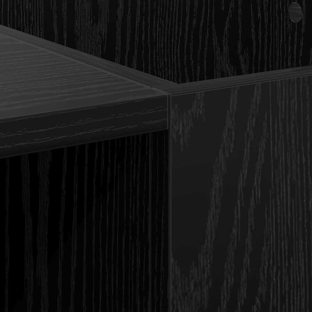 Armadietto per vinili, effetto rovere, 121 x 38 x 48 cm, scaffale per vinili, in legno e ferro, moderno, con 2 ante, per il soggiorno