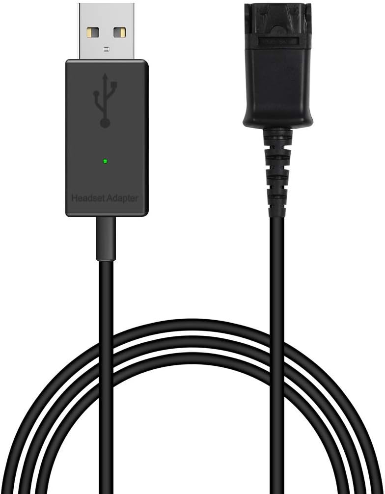 VoiceJoy USB Adapter Compatible with Plantronics Quick Disconnect (QD) Wired Headset (Connects Headset to PC, Laptop and Softphones)