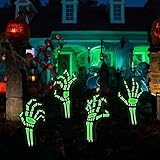 Halloween Skeleton Hands Outdoor Decorations, Glow in The Dark, 4 Pack 15βx8β Halloween Yard Stakes with Stakes, Waterproof Graveyard Props for Scary Party, Garden, Haunted House Displays, Indoor