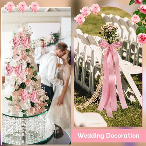 Image of woric Pink Ribbon 1 1 /2 Inch 60 Yards Single Faced Pink Satin Ribbon for Flower Bouquet Graduation Leis Handmade Roses Hair Bows Wedding Baby Girl Crafts