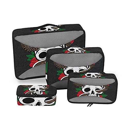 Cartel Del Festival De Música Rock Organizadores de Viaje Cubos de Embalaje 4 Tamaños Set para Maletas Packing Cubes Bolsa de Almacenamiento para Equipaje Viaje