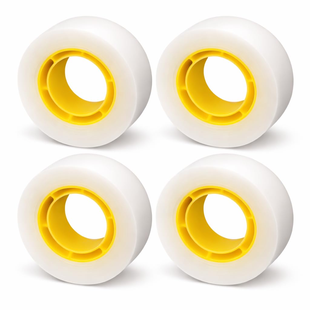 SOMCO - Pack of 4 Magic Tape Refill Rolls - 19 mm x 33 m - Matte Invisible Tape Refills - Clear Sticky Tape Adhesive Strips - Suitable for Office, Labelling, Packing and Sealing