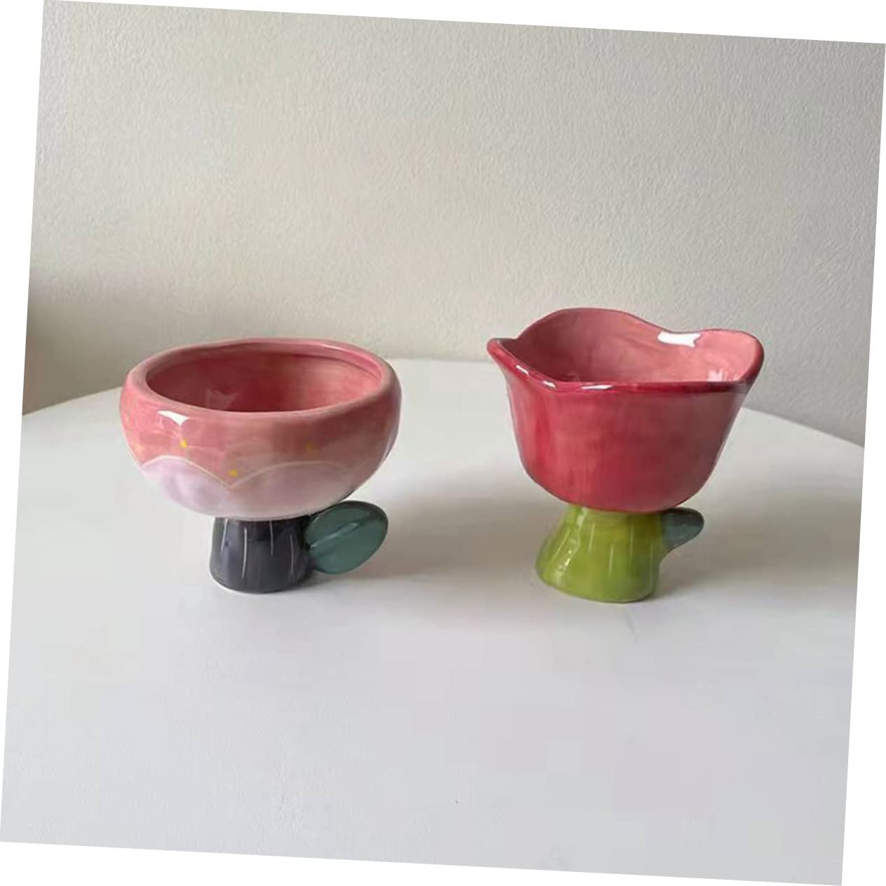 Alipis Coppa Dessert in Ceramica a Forma di Tulipano Rossa, Semplice e Decorativa, per Gelato e Dolci, Adatta a Tavola e Decorazione