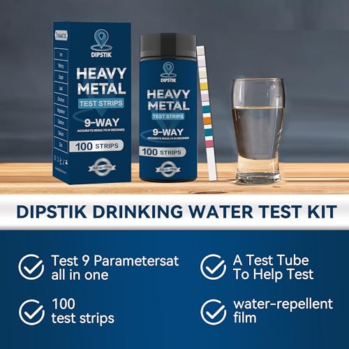 Image of 9 Way Heavy Metals Water Test Strips, 100ct Home Water Testing Kit | for Iron, Mercury, Copper, Lead, Chromium, Magnesium, Cadmium, Calcium,Zinc