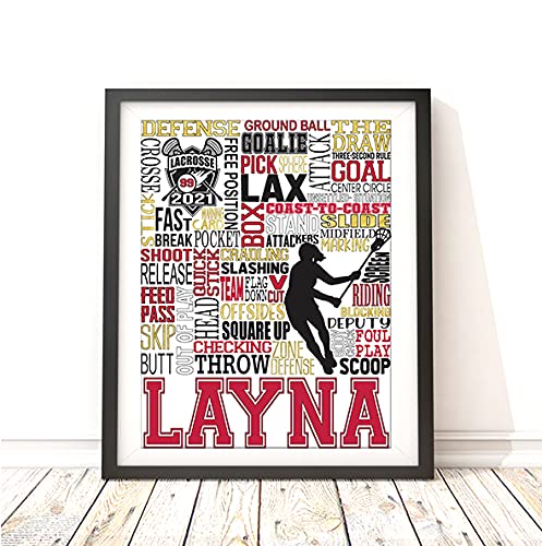 Lacrosse Typography Personalized Print - Printchicks Girls Sport Art Decor Poster Team Gift #TOP6