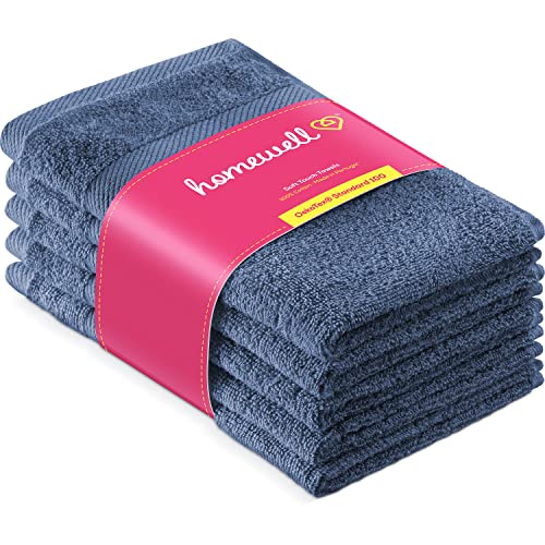 Homewell Handtücher Set - weich und saugstark, 100% Baumwolle, Oeko-Tex 100 Zertifiziert (5 Gästehandtücher 30x50 cm, Blau) Cover