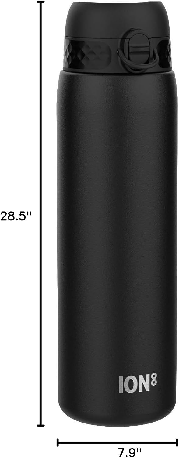 Ion8 1 Litre Stainless Steel Water Bottle, Leak Proof, Easy to Open, Secure Lock, Dishwasher Safe, Carry Handle, Hygienic Flip Cover, Easy Clean, Durable, Scratch Resistant, 1200 ml/40 oz, Black - Image 9